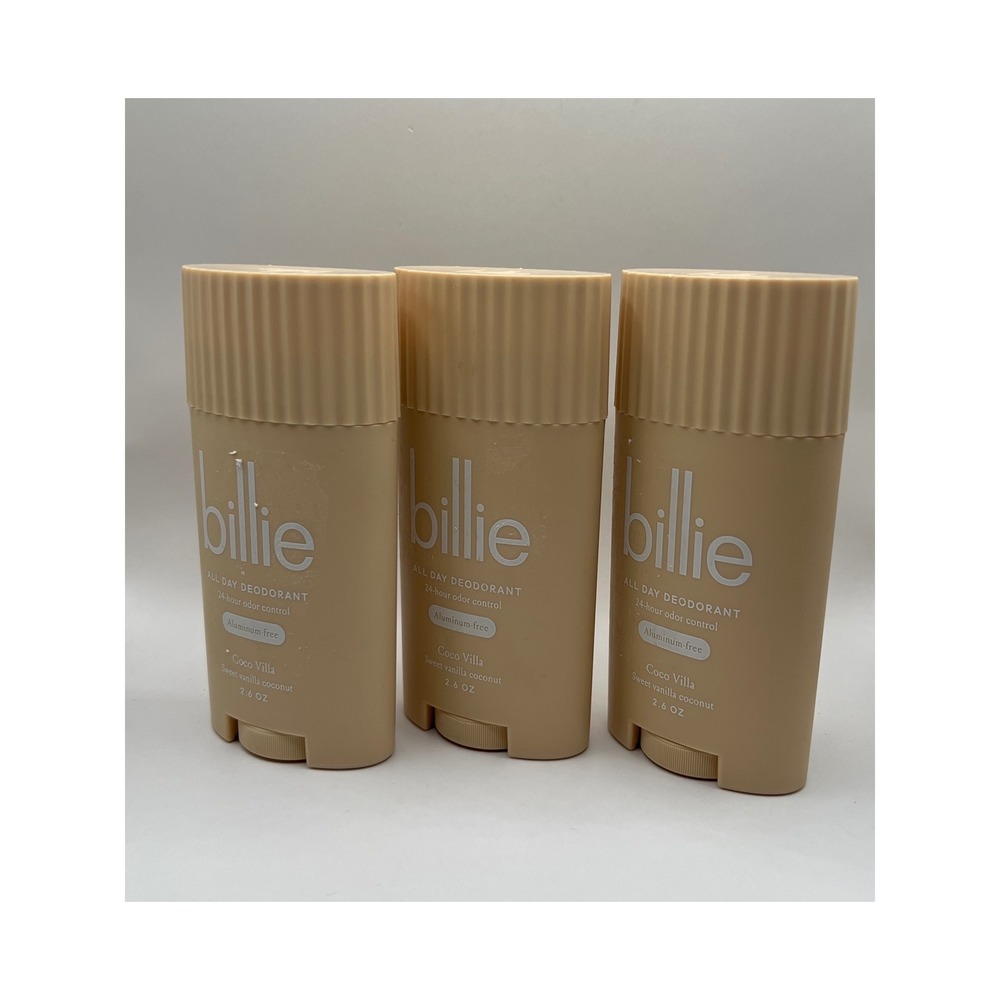 Billie All Day Deodorant Coco Villa Sweet Vanilla Coconut Alum-Free 2.6oz 3pk